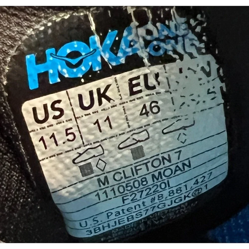Hoka One One Clifton 7 1110508 MOAN Men's 11.5 Running Shoes Ocean Blue Sneakers
